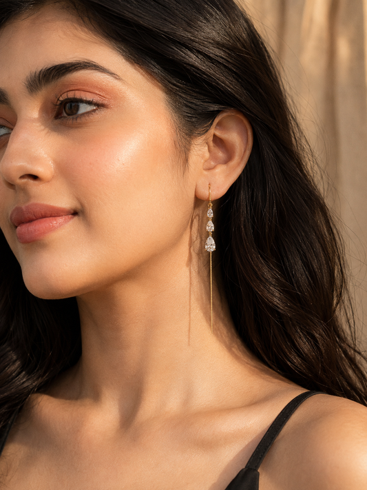 Celestial Pear Sui Dhaga | 92.5 Sterling Silver Post
