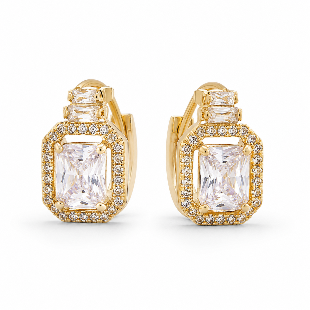 Begum Emerald-Cut Huggies