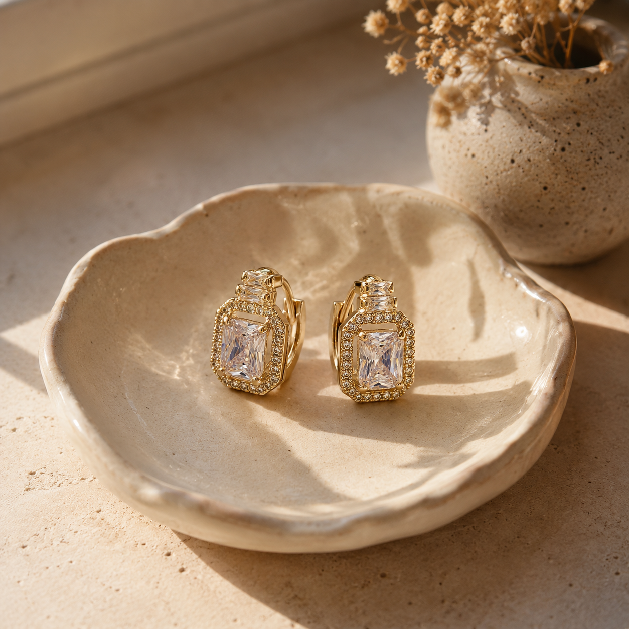 Begum Emerald-Cut Huggies