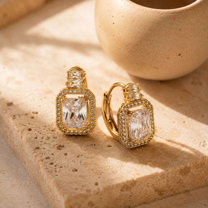 Begum Emerald-Cut Huggies