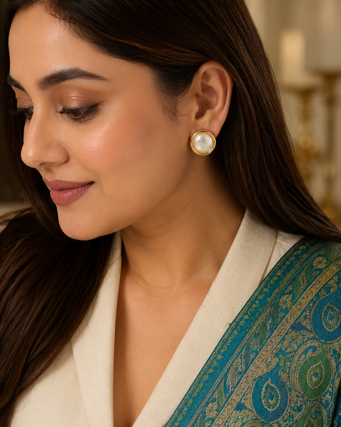 Chandni Mother of Pearl Studs | 92.5 Sterling Silver post