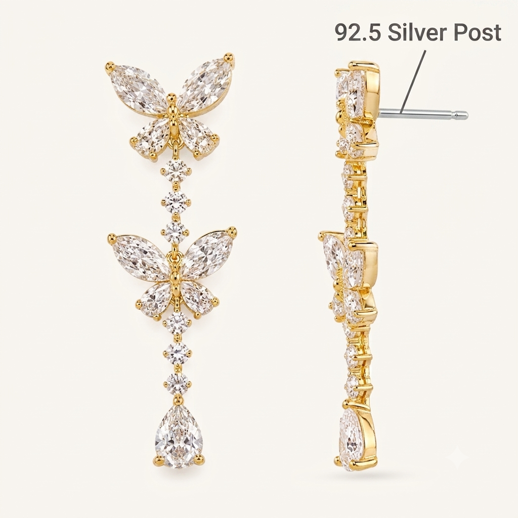 Korean Fairy Butterfly Drops | 92.5 Sterling Silver Post