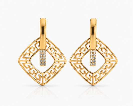 Twirl Radiance 14 Kt Gold and Diamond Stud Earrings